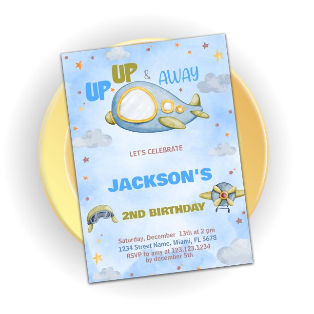 Flugzeuge Einladung zum Geburtstag Blue Orange (Airplane Birthday Invitations Blue Orange)