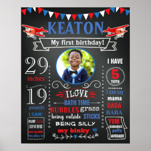 Flugzeuge Erste Geburtstagskalkarton-Zeichen Foto Poster