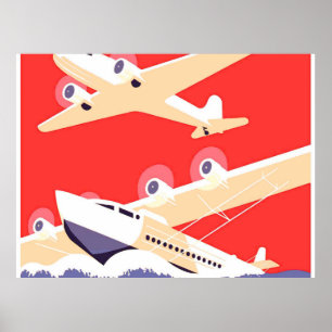 Flugzeuge fliegen Vintage-Propeller Poster