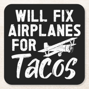 Flugzeuge für Tacos Rechteckiger Pappuntersetzer