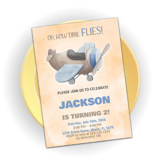 Flugzeuge Geburtstagseinladungen Brown Gray Einladung