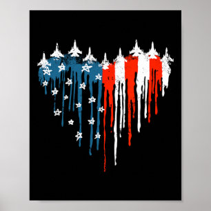 Flugzeuge Herz rot-blaue Flagge 4. Poster