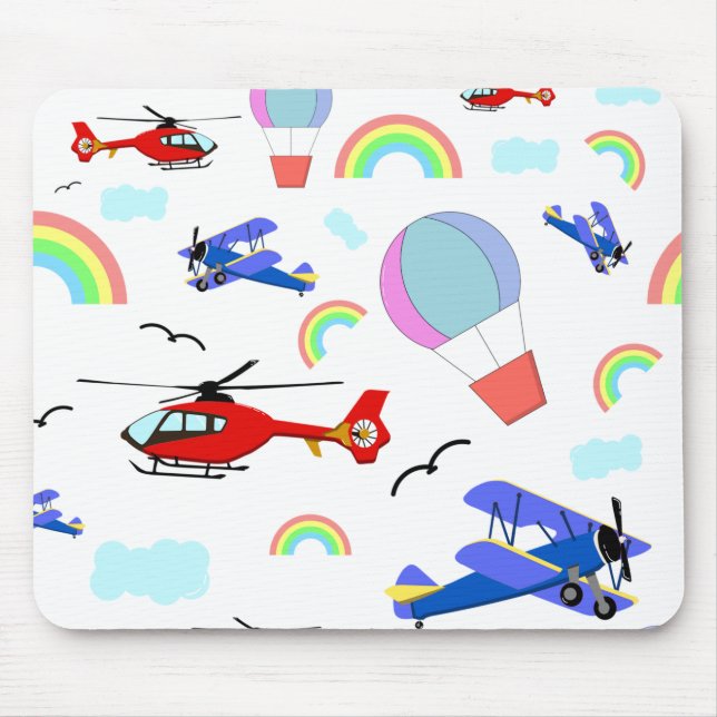 Flugzeuge, Hubschrauber und Ballons Mousepad (Vorne)