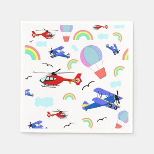 Flugzeuge, Hubschrauber und Balloons Serviette