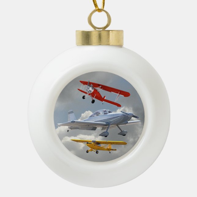 FLUGZEUGE KERAMIK Kugel-Ornament (Vorderseite)