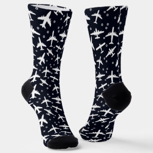 Flugzeuge mit Gemustertem Blau und Weiß Socken