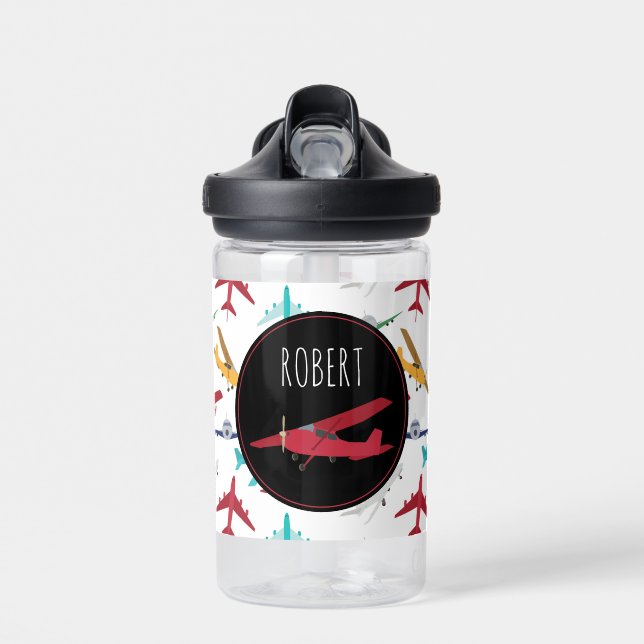 Flugzeuge Muster-Individuelle Name Trinkflasche (Vorne)
