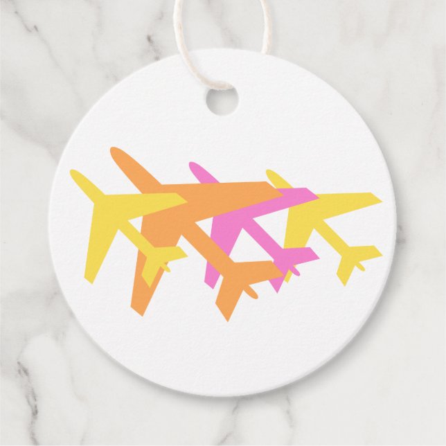 Flugzeuge Orange Yellow Pink Travel Custom Text Geschenkanhänger (Vorderseite)
