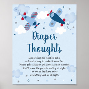 Flugzeuge Stars Wolken Kinderdusche Windeln Gedank Poster