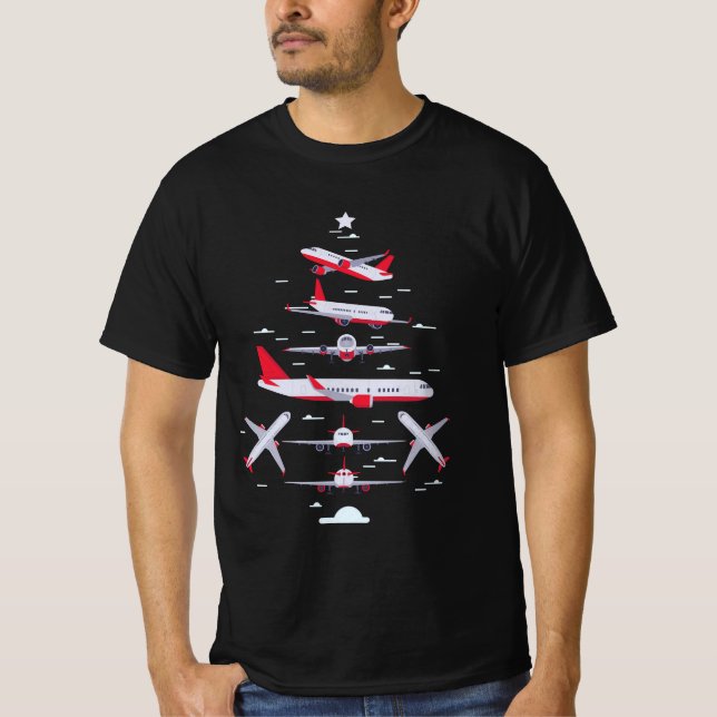 Flugzeuge Weihnachtsbaum Pilot Frohe Weihnachten W T-Shirt (Vorderseite)