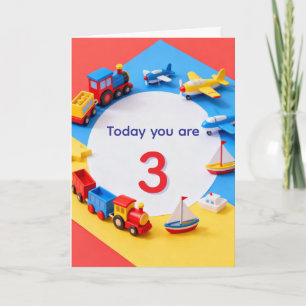 Flugzeuge, Züge und Boote Kindergeburtstag Karte