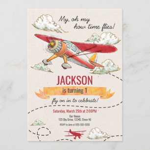 Flugzeuge zum Geburtstag Einladung Vintagen Zeitfl