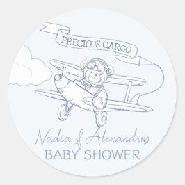 Flugzeugführerin Wertvoll Cargo Baby Dusche Runder Aufkleber
