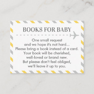 Flugzeughandbücher für Babydusche Begleitkarte