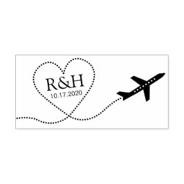 Flugzeugherzbahn mit Hochzeitmonographie + Datum Gummistempel