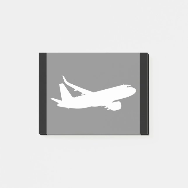 Flugzeugjet Liner White Silhouette Flying Decke Post-it Klebezettel (Vorderseite)