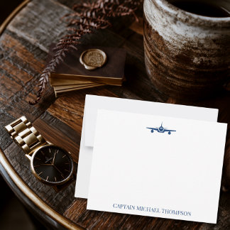 Flugzeugkapitän Pilot Aviator Modern Blau Maßgesch Mitteilungskarte