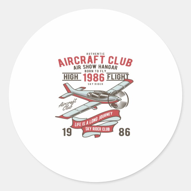 Flugzeugklub Runder Aufkleber (Vorderseite)