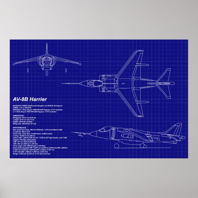 Flugzeugkonzepte | AV-8B Harrier Poster (Vorne)