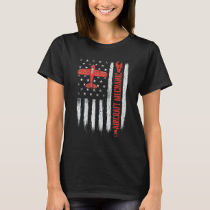 Flugzeugmechaniker Amerikanische Flagge Flugzeug L T-Shirt