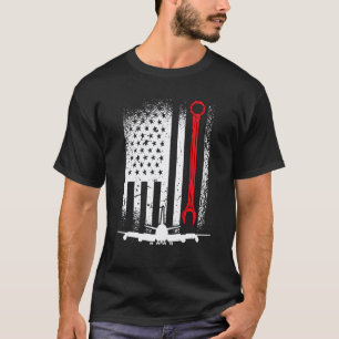 Flugzeugmechaniker Amerikanische Flagge Flugzeuge T-Shirt