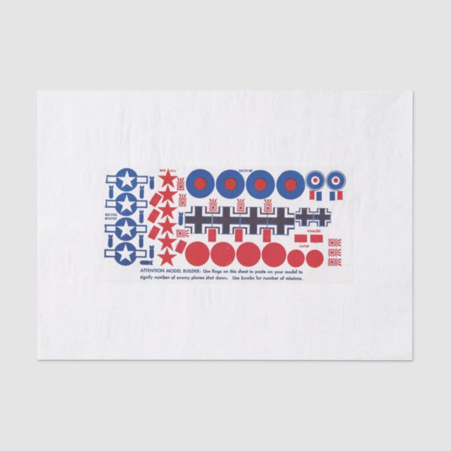 Flugzeugmodellinsignien, WWII ErdnussSize Seidenpapier (Vorderseite)