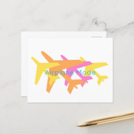 Flugzeugmodi Orange-Gelb-Rosa Pilotreise Postkarte