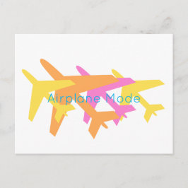 Flugzeugmodi Orange-Gelb-Rosa Pilotreise Postkarte