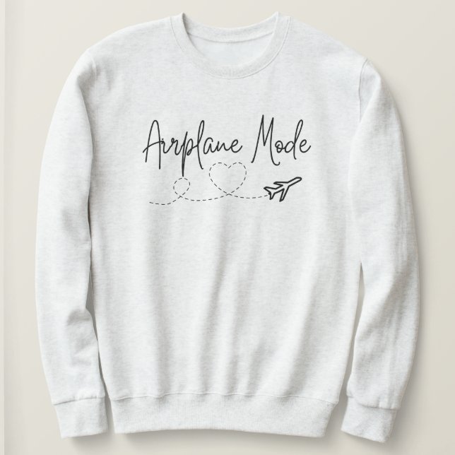 Flugzeugmodus mit Herz in Schwarz Sweatshirt (Design vorne)