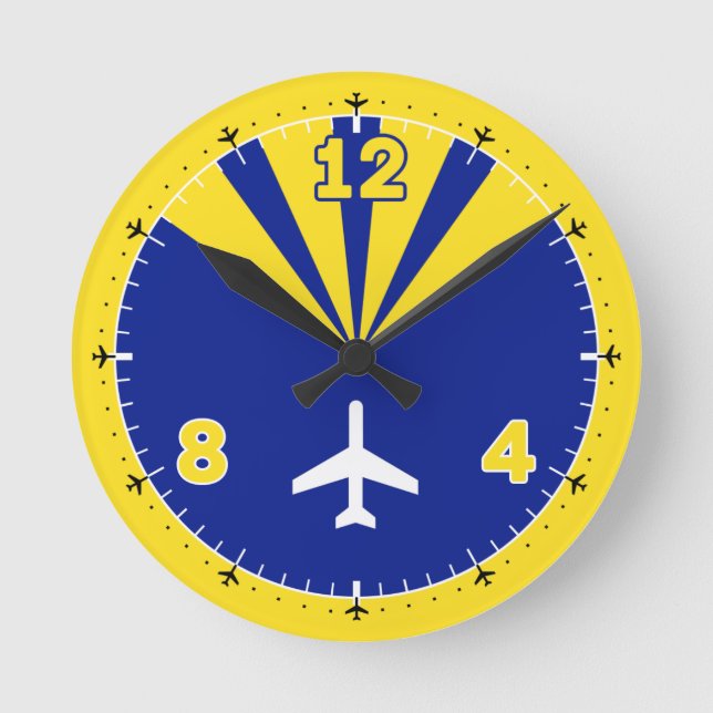 Flugzeugmuster Runde Wanduhr (Vorderseite)