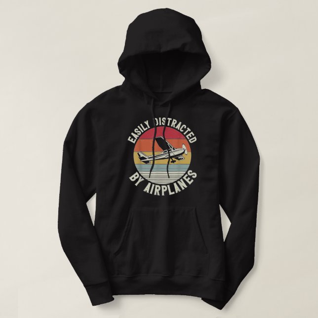 Flugzeugpilot Vintag rückwärts leicht ablenkbar du Hoodie (Design vorne)