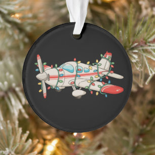 Flugzeugpilot Weihnachten Xmas Lichter Urlaub Ornament