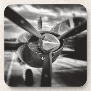 Flugzeugpropeller Schwarz und Weiß Getränkeuntersetzer