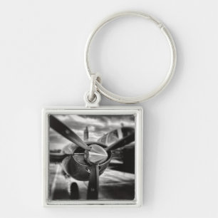 Flugzeugpropeller Schwarz und Weiß Schlüsselanhänger