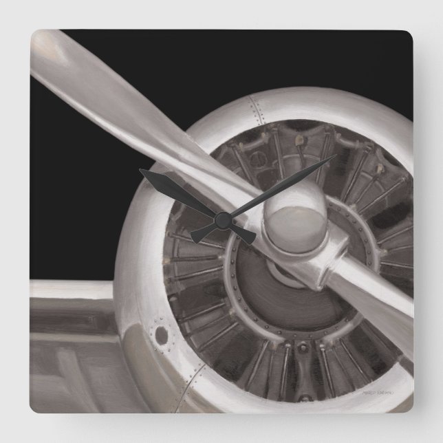 Flugzeugpropellerschließung Quadratische Wanduhr (Vorderseite)