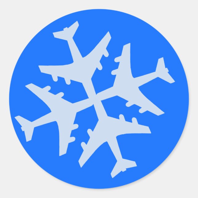 Flugzeugschneeflocke Runder Aufkleber (Vorderseite)