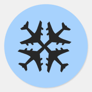 Flugzeugschneeflocke Runder Aufkleber
