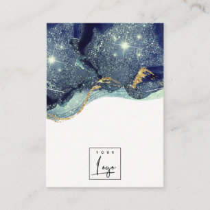 Fluid Abstrakt Gold Navy Glitzer Necklace Display Visitenkarte