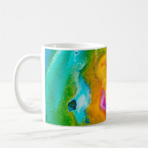 Fluid Art. Abstrakter farbiger Hintergrund, Tapete Kaffeetasse