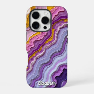 Fluid Art Amethyst und Gold iPhone 16 Pro Hülle