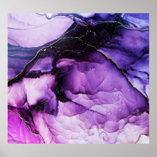 Fluid Art: Lila und Gold Luxus Poster