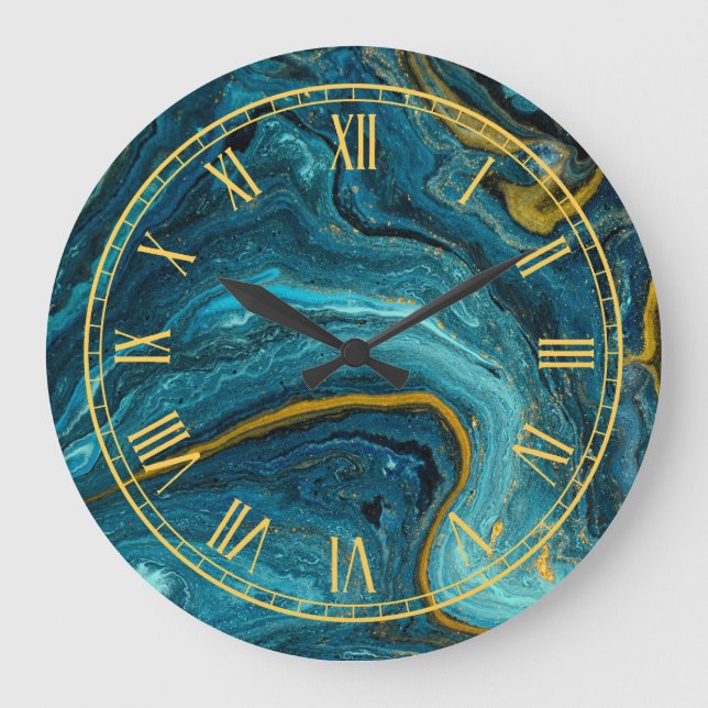 Fluid Art Muster Moderne Wall Clock Große Wanduhr (Vorderseite)
