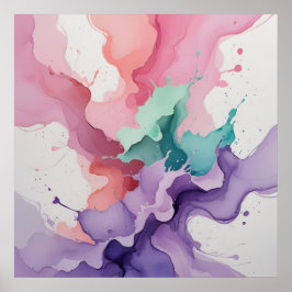 Fluid Harmony - Abstrakte Wasserfarbe in Aquamarin Poster