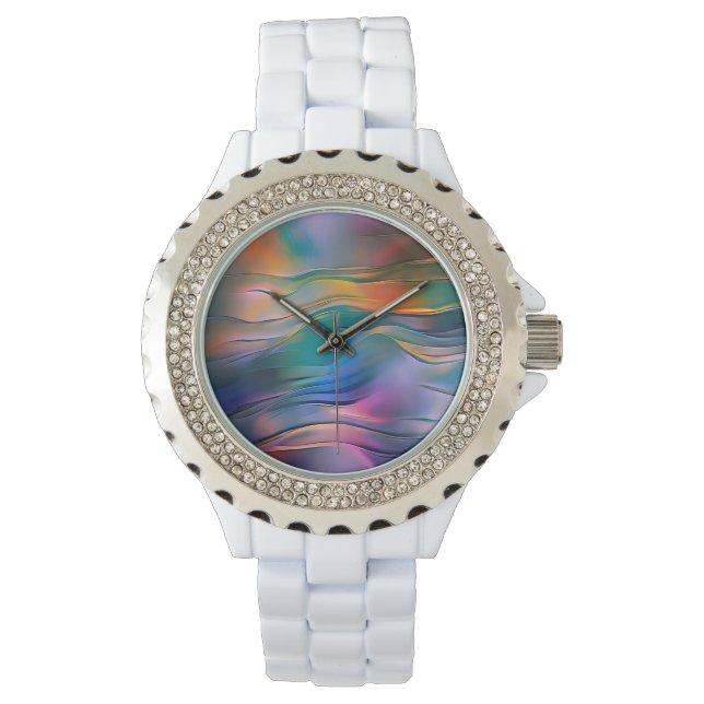 "Fluid Horizons" Zeitgenössische Abstrakte Kunst Armbanduhr (Vorderseite)
