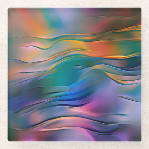 "Fluid Horizons" Zeitgenössische Abstrakte Kunst Glasuntersetzer