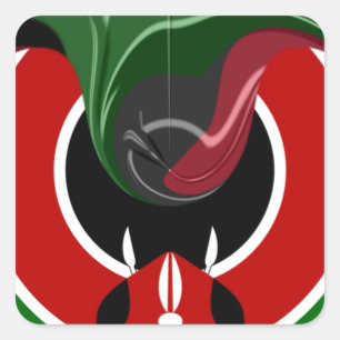 Fluid Kenyan Flag: Ein modernes Design Quadratischer Aufkleber
