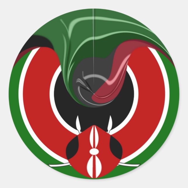 Fluid Kenyan Flag: Ein modernes Design Runder Aufkleber (Vorderseite)
