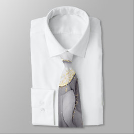Fluid Swirl Marble Golden Black Neck Tie Krawatte