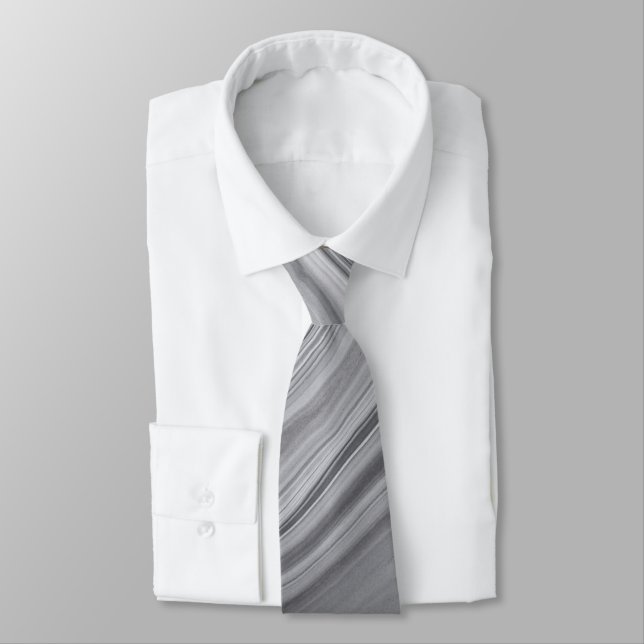 Fluid Swirl Marble Gray Neck Tie Krawatte (Gebunden)
