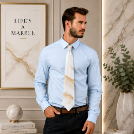 Fluid Swirl Marmor Beige Cream Neck Tie Krawatte